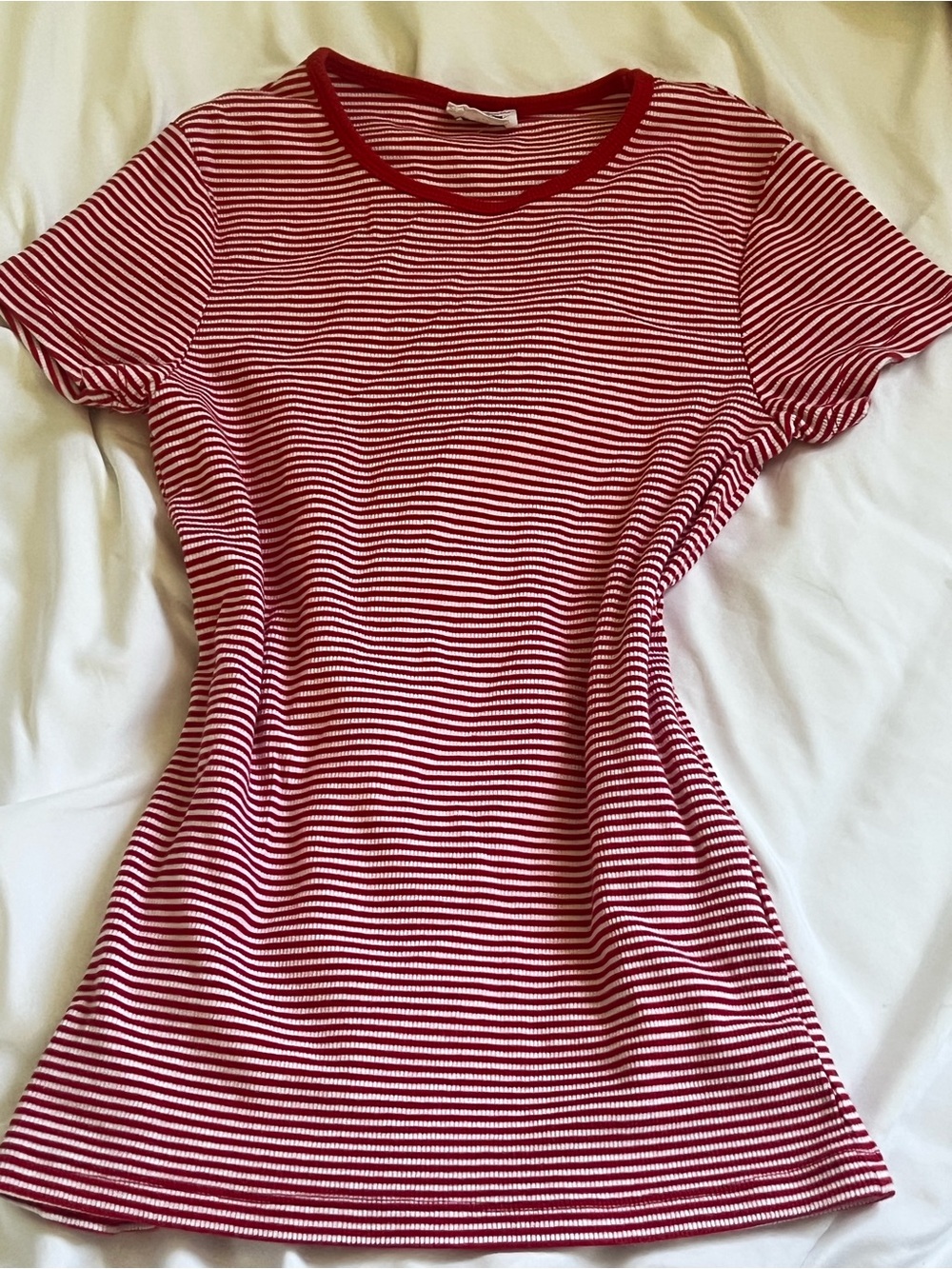Cotton On Red and White Striped Short Sleeve Tee